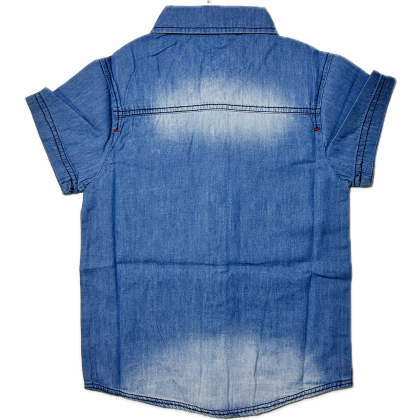 Koszula chłopięca bawełniana z krótkim rękawem JEANS